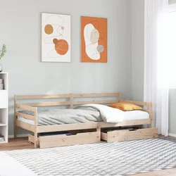 vidaXL Dnevna postelja s predali bela 80x200 cm trdna borovina