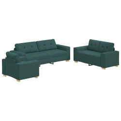 Sofa 3 pcs Tamnozelena 221 x 80 x 80 cm Platnasta tkanina