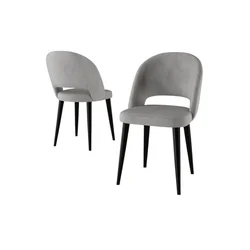 Hanah Home set trpezarijskih stolica Pane 2 kom, siva tkanina Babyface, crne metalne noge