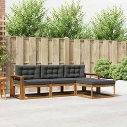 Set vanjskih sofa s jastukom 4 pcs Prirodna i antracit