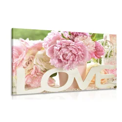 Slika z romantičnim napisom Love - 30x20