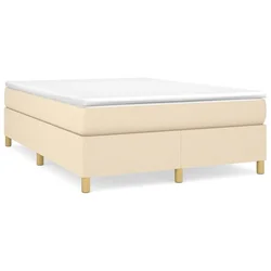 Vidaxl Box spring postelja z vzmetnico krem 140x190 cm blago