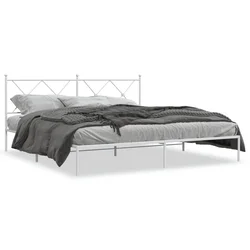 Vidaxl Kovinski posteljni okvir z vzglavjem bel 180x200 cm