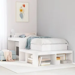 Noćni ormarić sa stolom bijeli 232x112x75 cm masivna borovina