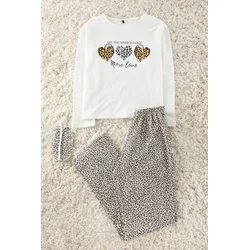 Trendyol Multicolored Cotton Leopard Patterned Heart Sleep Band Knitted Pajama Set