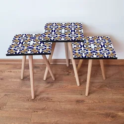 Hanah Home Set klub stočića 3Shp277, 3 komada, Šarena