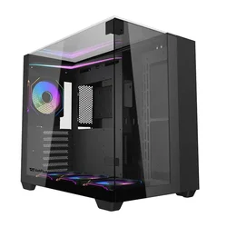 darkFlash Računalniško ohišje DARKFLASH TH285 + 4 ventilatorji (črno)