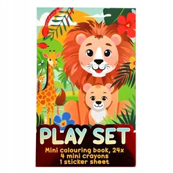 Igralni komplet JUNGLE, 24-stranska pobarvanka + 4 mini barvice + nalepke