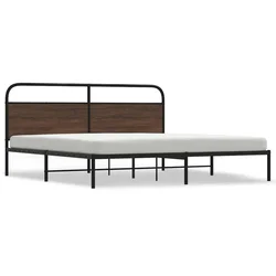 Vidaxl Kovinski posteljni okvir brez vzmetnice rjavi hrast 183x213 cm