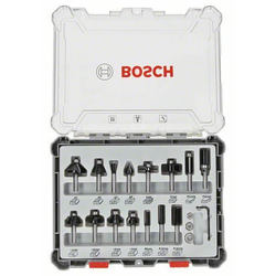 BOSCH 15-delni set glodala za drvo standard 6 i 8 mm