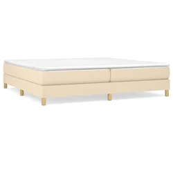 Vidaxl Box spring postelja z vzmetnico krem 200x200 cm blago