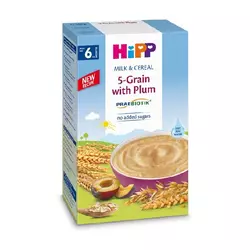 Hipp mlečna instant kaša 5 žit. i suva šljiva 250g