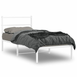 Vidaxl Kovinski posteljni okvir z vzglavjem bel 90x190 cm