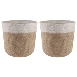Set saksija za biljke 2 pcs Prirodna i bijela O 21 x 21 cm