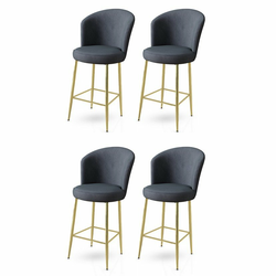 HANAH HOME Set 4 barske stolice Alte Anthracite Gold