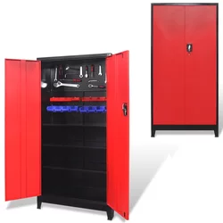 Ormar za Alat s 2 Vrata Čelični 90x40x180 cm Crno-Crveni