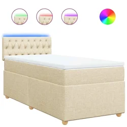 Vidaxl Box spring postelja z vzmetnico krem 80x200 cm blago