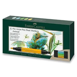 MARKER OBOSTRANI PITT ARTIST 5BOJA ANIMALS INDIA INK FABER CASTELL 162008 SORTIRANO