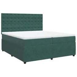 Vidaxl Box spring postelja z vzmetnico temno zelena 200x200 cm žamet