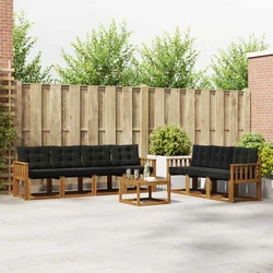 Set vanjskih sofa 8 kom. Prirodna i crna