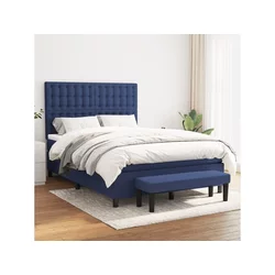 Den Box spring postelja z vzmetnico modra 140x200 cm blago