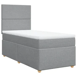 Vidaxl Box spring postelja z vzmetnico svetlo siva 90x200 cm blago