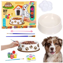 Kreativni set posode za pse za slikanje barvami in čopiči DIY 6 kosov.