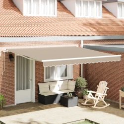 Skrovita tenda Bež 400 × 300 cm Poliester i aluminij