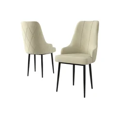 Hanah Home set trpezarijskih stolica Trex 8 kom, krem tkanina Babyface, crne metalne noge