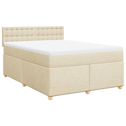vidaXL vidaXL Box spring postelja z vzmetnico krem 140x200 cm blago, (21307499)