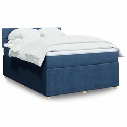 Vidaxl Box spring postelja z vzmetnico modra 140x190 cm blago