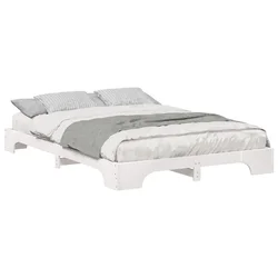 Vidaxl Konstrukcija postelje Bela 140 x 210 cm Masivno borovo les