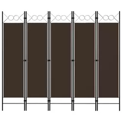 vidaXL Paravan 5-delni rjav 200x180 cm