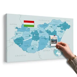 Slika na pluti elegantni modri zemljevid Madžarske - 90x60 flags