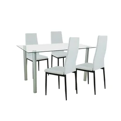 Jedilni set Verna 4+1 belo-črna