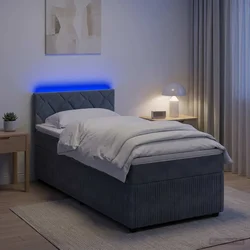 vidaXL Postelja boxspring z vzmetnico Temno siva 90 x 200 cm Žamet
