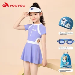 Youyou Set Kupaći kostim za devojčice, 4 dela, Ljubičasti