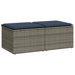 2-dijelni set vrtnih sofa poliratan i bagrem s jastucima sivi