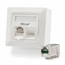 KELine nadometna vtičnica 2x Cat.6A RJ45 FTP 601140-AP + KEJ-C6A-S-HD(2)