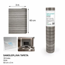 KMT 3D zidna samolepljiva tapeta u rolni, Tamnosiva