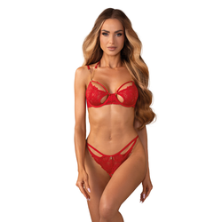 Obsessive Matildea 2-pcs Crotchless Set Red XXL/XXXL