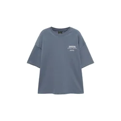 Pull&Bear Majica safir/svetlo siva/bela
