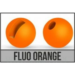 Tungsten z zarezo TRAPER slotted bead heads 5,5 mm 10 kos | fluo orange