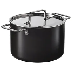 GULDÖRING Lonac s poklopcem, neprianjajući sloj nerđajući čelik/Crnosiva, 3 l