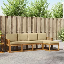 Set vanjskih sofa 5 pcs Prirodna i bež Čvrsto drvo akacije