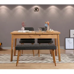 Hanah Home Set trpezarijski sto, 2 trpezarijske stolice i klupa Santiago Bež-Antracit