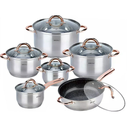 Shumee JEKLENI LONČKI 12 ELEMENT KINGHOFF ROSEGOLD KH-1766, (21384544)