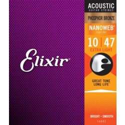 Elixir 16002 Acoustic NANOWEB Phosphor Bronze Extra Light 10-47 žice za akustičnu gitaru