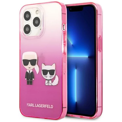 KARL LAGERFELD Futrola za iPhone 13 Pro Pink Karl and Choupette Head Gradient