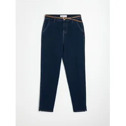 Sinsay - Chino farmerke mom fit kroja sa kaišem i dodatkom viskoze - steel blue